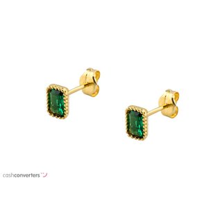 pendientes oro 18k con piedra con circonita