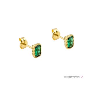 pendientes oro 18k con piedra con circonita