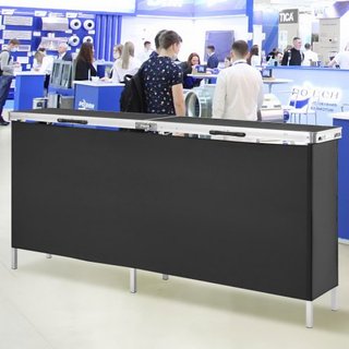 Mesa Podio Portátil para Feria, 1980 x 385 x 880 mm, Mostrador de Exhibición para Stand de Feria con Pared, Mesa de Bar de Promoción Plegable con Estante de Almacenamiento y Bolsa de Transporte