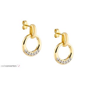 pendientes oro 18k con piedra con circonita