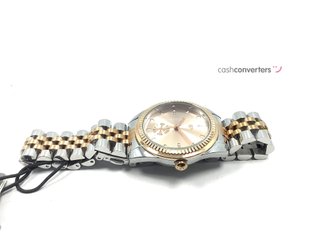 reloj pulsera señora parfois redondo bicolor con pulsera de acero 32mm