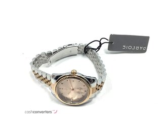 reloj pulsera señora parfois redondo bicolor con pulsera de acero 32mm