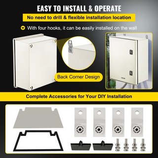 Caja de Fibra de Vidrio NEMA, 40x30x20 cm Caja Eléctrica de Fibra de Vidrio NEMA 4X, Impermeable y a Prueba de Polvo IP66, Caja de Conexiones Eléctricas para Interiores/Exteriores, con Placa de Mo...