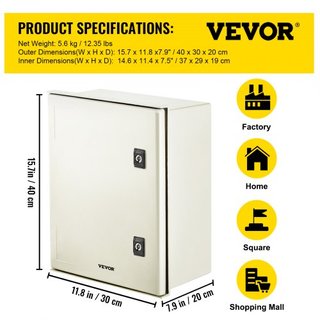 Caja de Fibra de Vidrio NEMA, 40x30x20 cm Caja Eléctrica de Fibra de Vidrio NEMA 4X, Impermeable y a Prueba de Polvo IP66, Caja de Conexiones Eléctricas para Interiores/Exteriores, con Placa de Mo...
