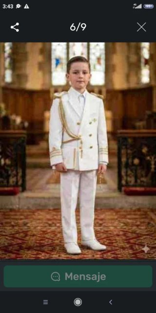 Traje de Comunión Blanco con Dorado