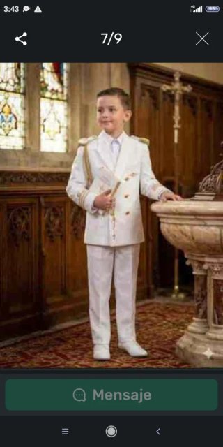 Traje de Comunión Blanco con Dorado