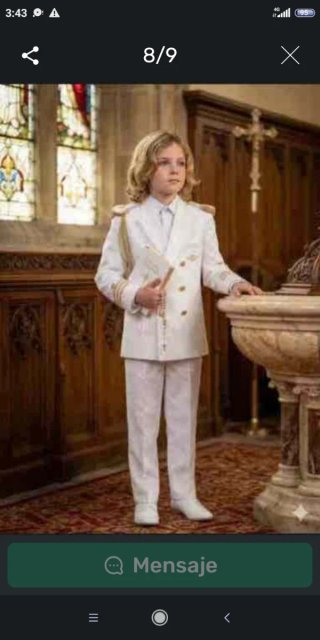 Traje de Comunión Blanco con Dorado