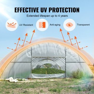 Cubierta Plástica para Invernadero 12 x 50 pies, Película de Invernadero Transparente de 6 Mil de Grosor, Película de Polietileno Resistente a UV por 4 Años, para Jardinería, Agricultura, Cultivo,...