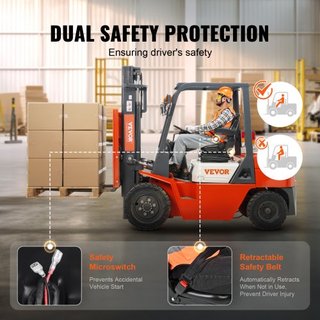 Asiento de Tractor Universal con Suspensión, Asiento de Carretilla Elevadora Plegable con Respaldo Ajustable, Microinterruptor, Cinturón de Seguridad y Descansabrazos, Asiento de Tractor con Absor...