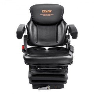 Asiento de Tractor Universal con Suspensión, Asiento de Carretilla Elevadora Plegable con Respaldo Ajustable, Microinterruptor, Cinturón de Seguridad y Descansabrazos, Asiento de Tractor con Absor...