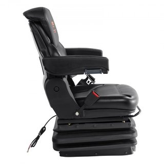 Asiento de Tractor Universal con Suspensión, Asiento de Carretilla Elevadora Plegable con Respaldo Ajustable, Microinterruptor, Cinturón de Seguridad y Descansabrazos, Asiento de Tractor con Absor...