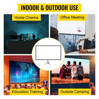Pantalla de Proyector Tripode con Soporte de 80 pulgadas 16:9 Pantalla de Proyección 4K HD Soporte Sin Arrugas Altura Ajustable Pantalla Portátil para Proyector Interior y Exterior para Películas,...