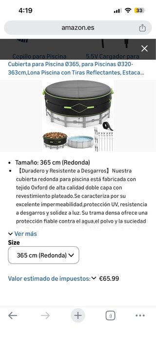 Nuevo! Cubierta Piscina Redonda 365cm