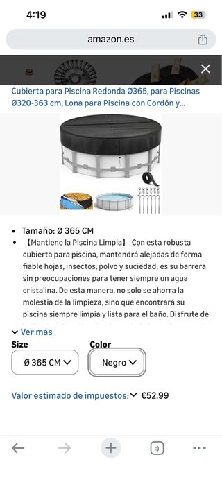 NUEVO! Cubierta Piscina Redonda Ø365 cm