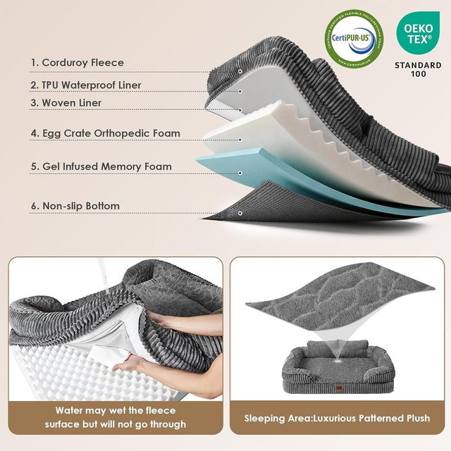 EHEYCIGA cama perro XL viscoelástica impermeable