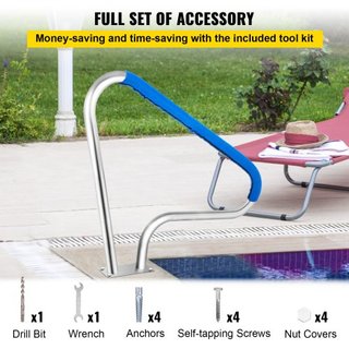 Barandilla de piscina 48x36" Barandilla de piscina de acero inoxidable 304 Capacidad de carga de 250 LBS Barandilla de piscina a prueba de óxido Barandilla de piscina humanizada con cubierta de ag...