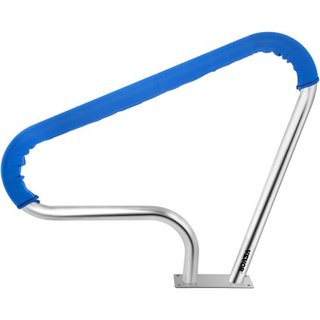 Barandilla de piscina 39x32" Barandilla de piscina de acero inoxidable 304 Capacidad de carga de 250LBS Barandilla de piscina a prueba de óxido Humanizada con cubierta de agarre azul y broca M8 y ...