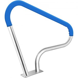 Barandilla de piscina 39x32" Barandilla de piscina de acero inoxidable 304 Capacidad de carga de 250LBS Barandilla de piscina a prueba de óxido Humanizada con cubierta de agarre azul y broca M8 y ...