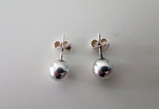 PENDIENTES PLATA DE LEY - BOLAS 6 MM - NUEVOS
