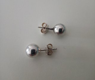 PENDIENTES PLATA DE LEY - BOLAS 6 MM - NUEVOS