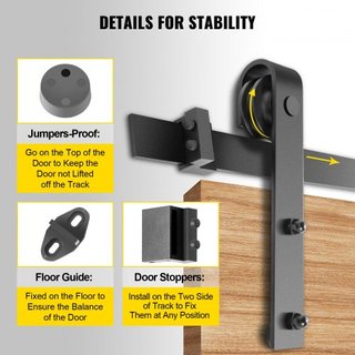 Kit de Hardware para Puerta de Granero Deslizante, Kit de Puerta de 11FT, Kit de Hardware para Puerta de Granero Doble con Capacidad de Carga de 330LBS, Riel de Puerta de Granero de Acero al Carbo...