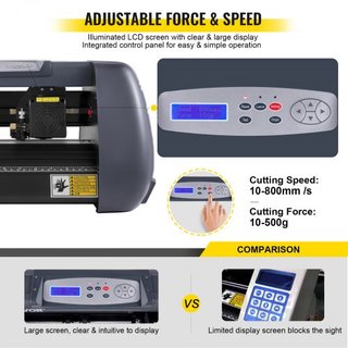 Tagliavinile, Stampante Vinile 375 mm, Plotter con Alimentazione Max 14 Pollici, Forza e Velocità Regolabili per Fabbricazione Segnali