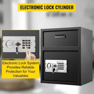 Caja de Depósito Digital de 48 L con Cerradura Electrónica de Código, Caja de Depósito con Dos Llaves de Emergencia y Ranura de Depósito, Caja Fuerte para Restaurante Hecha de Acero al Carbono, Ca...