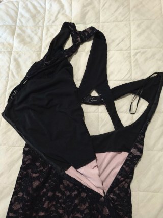 Abito lungo pizzo nero cerimonia