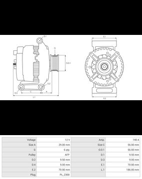 Alternador 12V 140A VW AUDI BOSCH