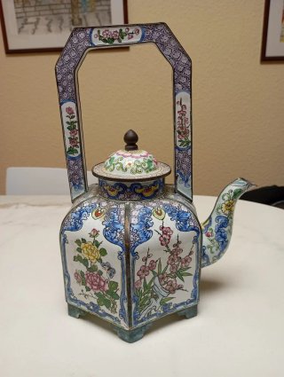 Tetera China cloisonné floral