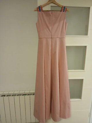 Vestido Teria Yabar Beige y Turquesa