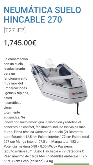 Neumática Honwave 270 Hinchable, segunda mano