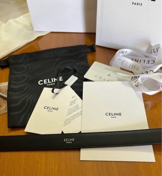 Cintura Celine pelle nera fibbia oro