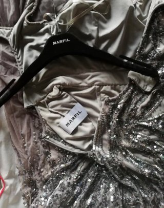 Abito elegante paillettes grigio Argento