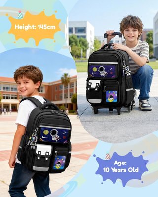 AMYTHE Mochila escolar 20L 6 ruedas desmontable