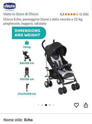 Passeggino Chicco nero e grigio