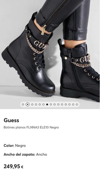 Botines Guess Negros con Cadena Dorada