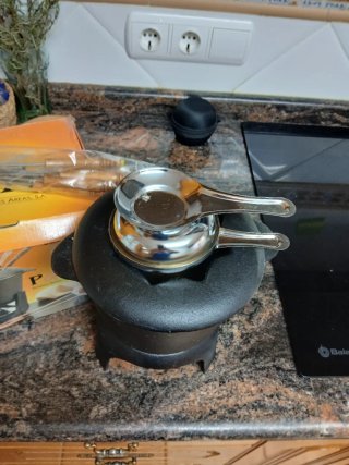 Set Fondue Hierro Fundido Negro