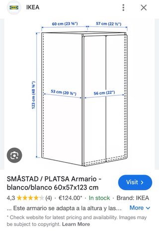 Armario Blanco IKEA SMÅSTAD
