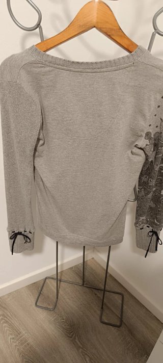 Jersey Desigual Gris con Flores y Lentejuelas