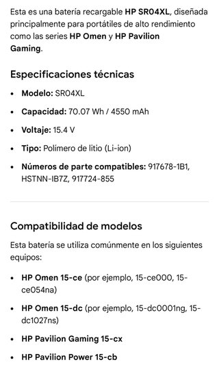 Batería HP SR04XL 917678-181 TPN-Q193