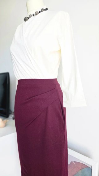 Abito Mango Cotone Bordeaux e Crema Tg M