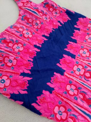 Vestido largo estampado rosa y azul