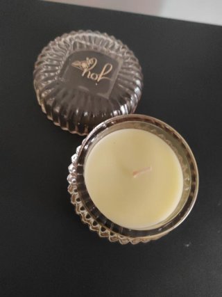 Candela in vetro decorata
