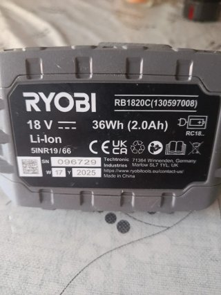 Batería Ryobi ONE+ 18V 2.0Ah