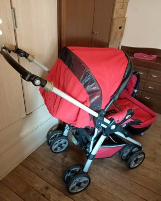 Carrito Jane Pro con Capazo Rojo