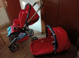 Carrito Jane Pro con Capazo Rojo