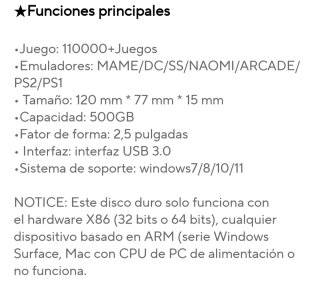 Disco Duro Portátil 500GB Batocera USB 3.0
