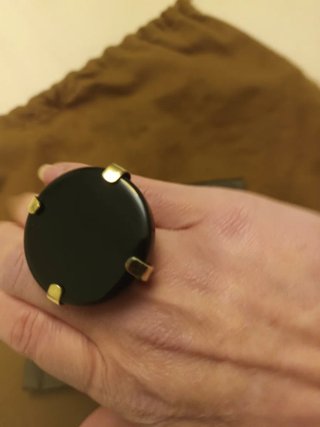 Anillo Plata Ajustable Piedra Ónix Negra