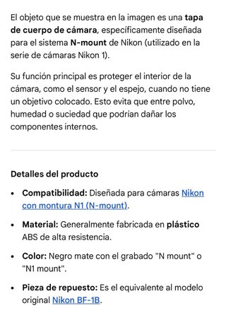 Tapa Cuerpo Cámara Nikon N-Mount Nueva